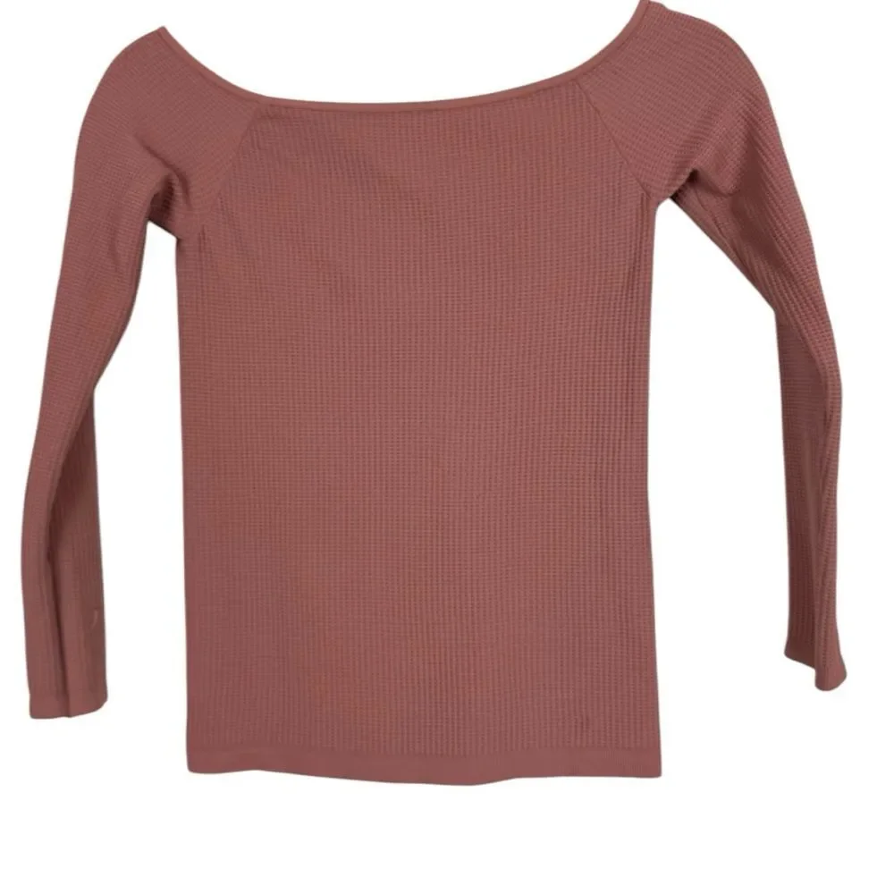 Intimately Free People Seamless Waffle Knit Off Shoulder Snap Button Top M/L